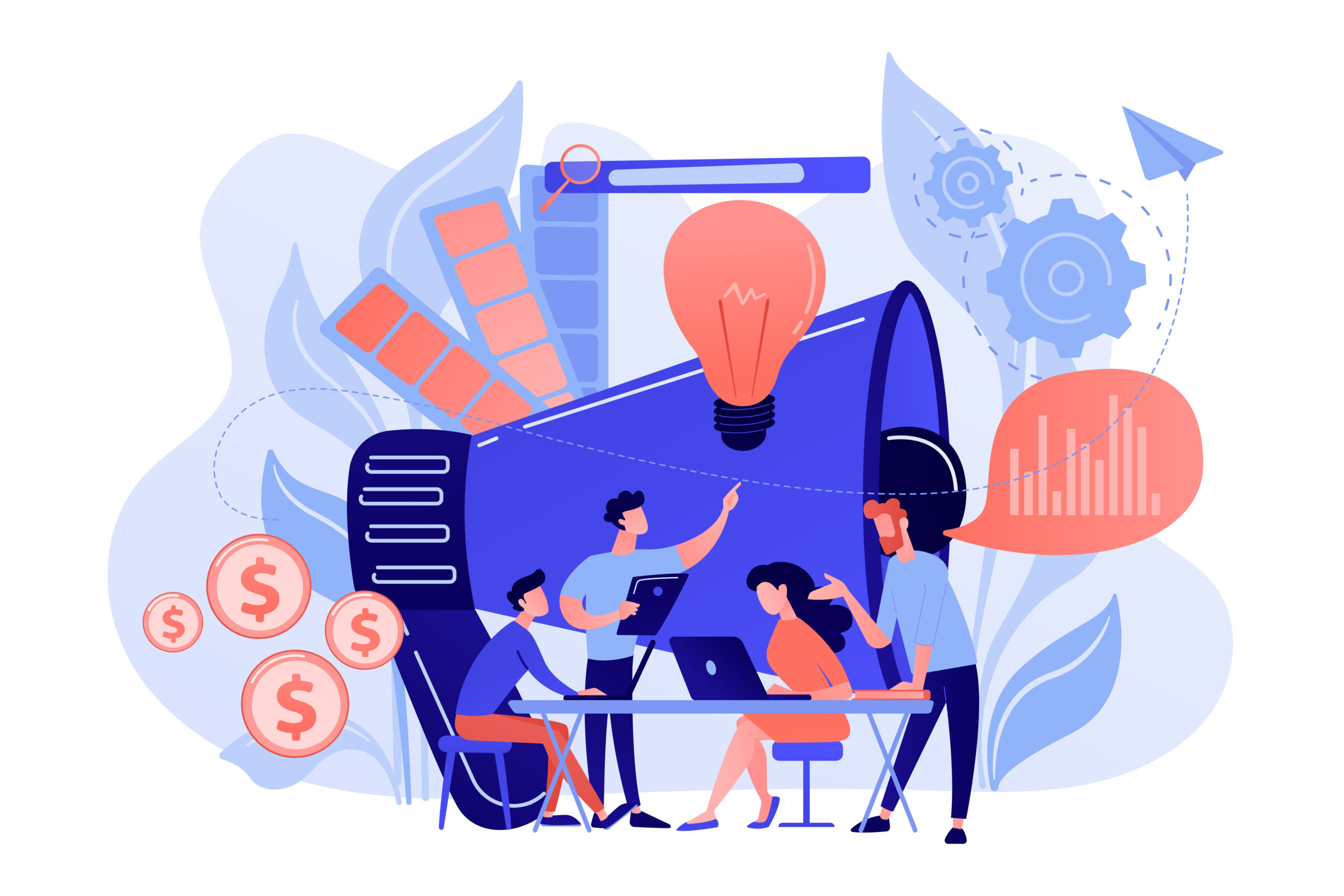 Digital marketing team concept vector illustration.